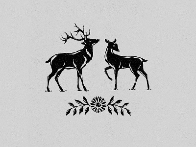 I like you animal art character deer design flower icon illustration logo print retro texture vintage