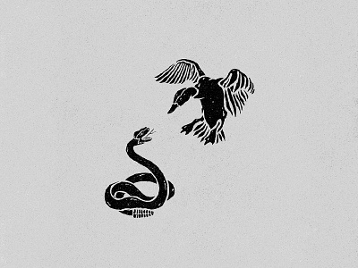 Snake vs Duck animal battle royale character design duck icon illustration logo retro snake texture vintage