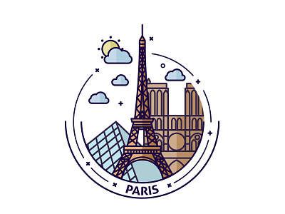 Paris city flatdesign france icon illustration landmarks paris