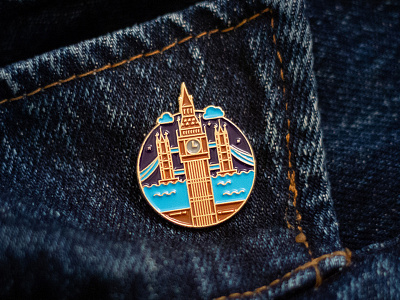 London pin badge badge badgedesign city flat design illustration illustrator landmarks logo london pin badge