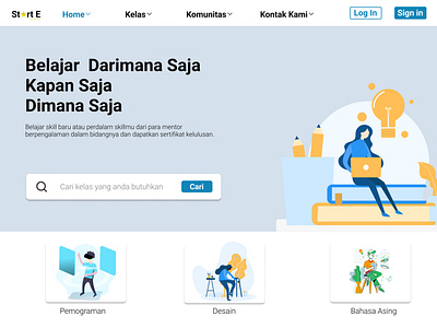 UI Online Course Start E with Blue color