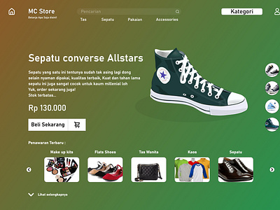 UI Design For Website MC Store with Green color