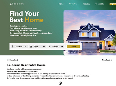 UI Design Website Find Your Best Home adobe xd design figma graphic design ui uiux website design