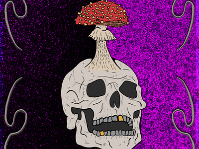 New Life album artwork graphic design illustration mushrooms skulls