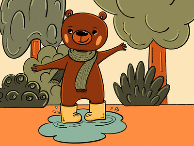 Bear in the forest illustration