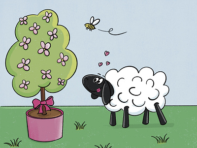 happy sheep illustration