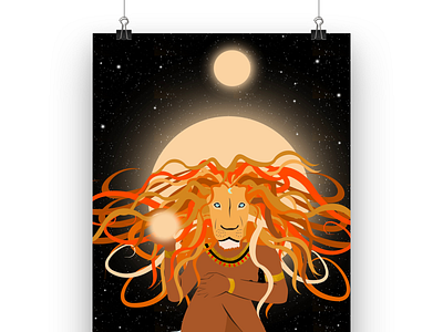 Leo Moon design illustration print