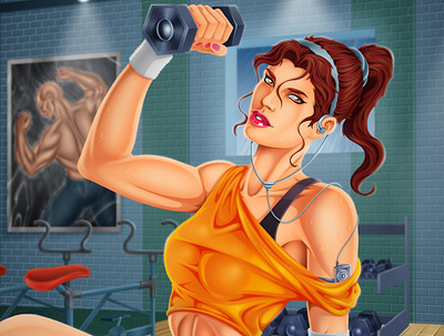 Gym girl art drawing girl gym illustration