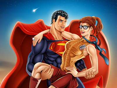 Superman & Lois art cityscape comics couple drawing illustration superheroe superman