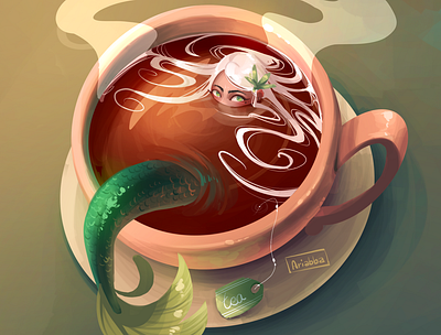 Tea art character character design draw drawing illustration mermaid mermay sketch tea