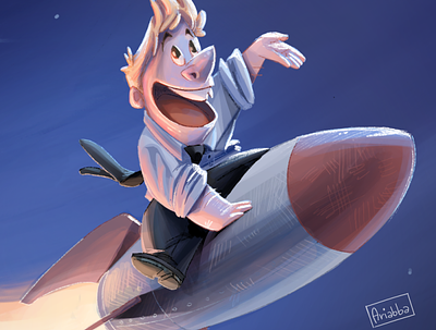 To the moon character character design draw drawing employee illustration officeguy rocket tothemoon