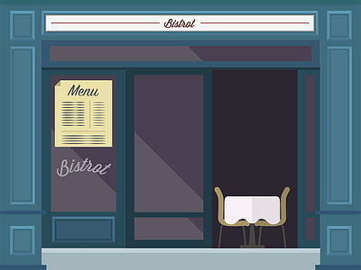 Bistrot architecture bar bistrot flat food france illustration menu provence restaurant