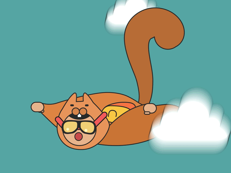 He always wanted to fly.. 2d animation animation character animation falling flying parachuting plane sky squirrel