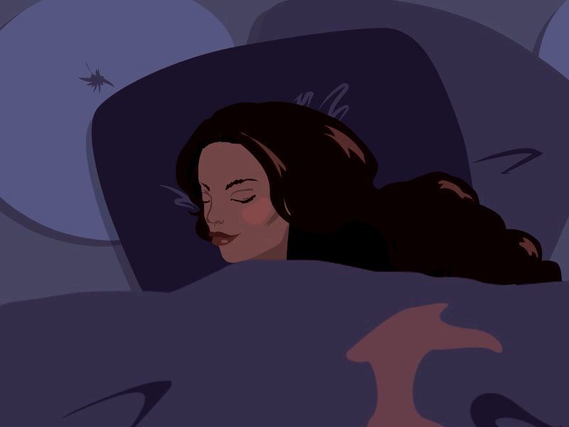 Dreaming 2d animation bed bedroom dream dreaming face rigging girl illustration night purple sleep zzz