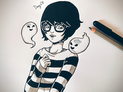 Inktober Day 28 👻 character artist character design doodle drawing ghost halloween inking inktober pendrawing scary sketchbook sketching