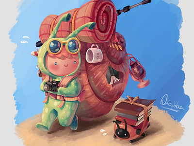 Snail Backpacker art character character design concept art design draw drawing illustration sketch sketchbook