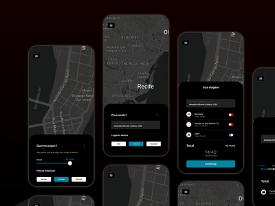 Mobility app design app apple bike car card city dark design driving google hackathon ios lyft map mobility station uber ui ux walking
