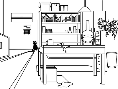 Basement Lab background basement black and white cartoon character design design illustration lab outline