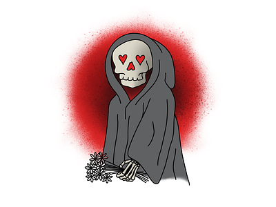 Only has eyes for you cartoon cute death design illustration reaper spooky