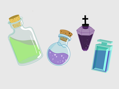 Vials cute design glass illustration potion spooky vector vials