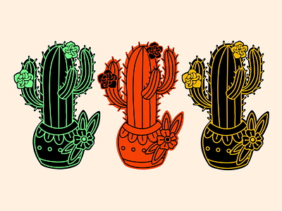 Prickly cacti cactus cartoon design illustration vector