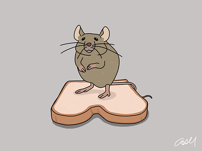 Crumbs bread cartoon character design cute design illustration mouse vector