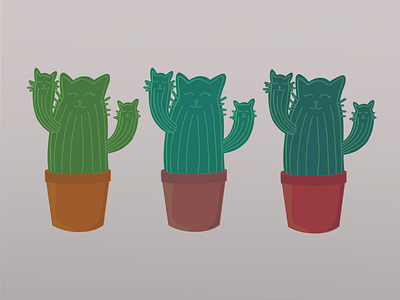 Catci cactus cartoon cat character design cute design illustration