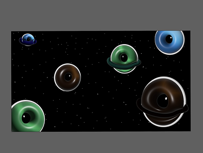 Eyeball Planets 3d design illustration