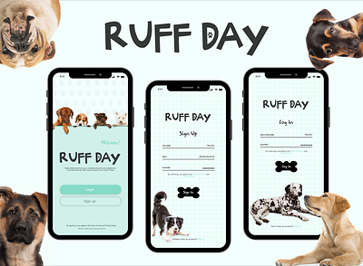 RUFF DAY Log in / Sign Up Page app branding dailyui design dog graphic design illustration log in sign up ui ux