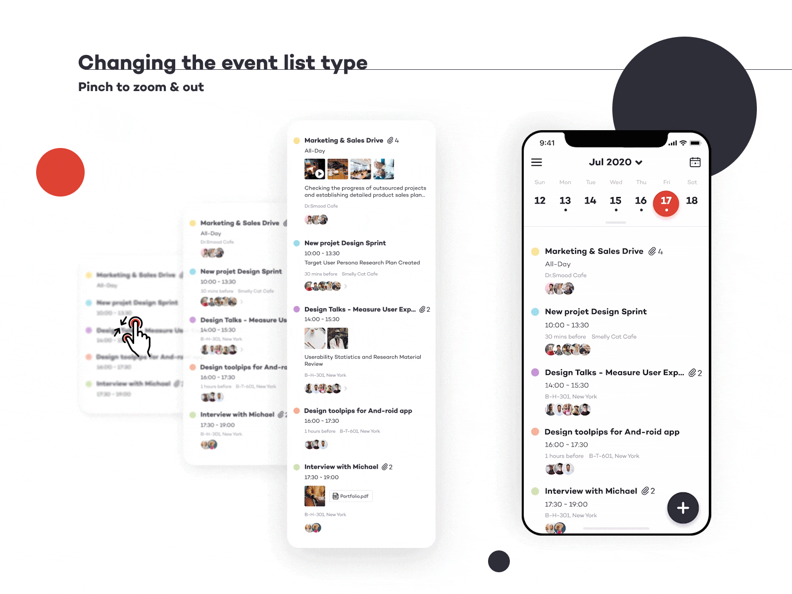 Changing the event list type app calender cancept design interaction mobile scheduler ui ux watch
