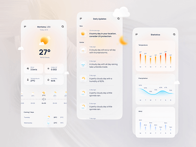 Weather forecast app interface 🌤 3d concept forecast colorful mobile ui graphic design rain sun weather animation ui ux weather animation weather forecast