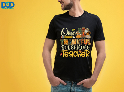 One Turkey Thankful Substitute Teacher design designondemands dod png sublimation thankful thanksgiving turkey