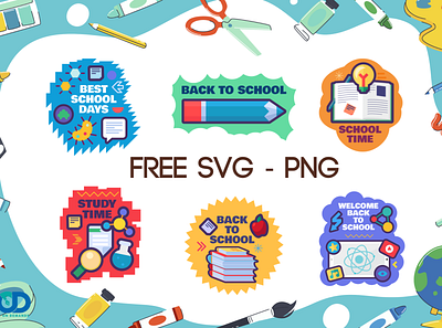 New free design: Back to School Sticker Set Clipart back to school design designondemands free files free svg