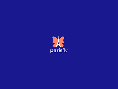 Paris fly logo butterfly creative eiffel tower fly france logo logo design logotype mark paris simple symbol travel