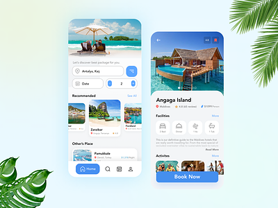 Travel App Design app beach branding design holiday ios mobile mobile ui sea sun sunbed travel ui ux