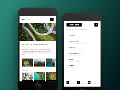 Just a Road App app design article design menu navigation sketch 3 sketch app ui