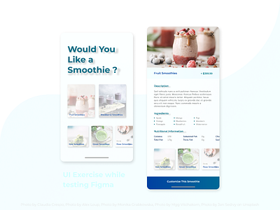 Playing with Figma app app design dailyui design figma smoothie ui unsplash