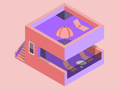 Isometric beach house design graphic design illustration vector