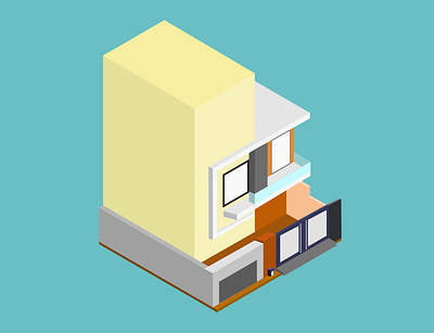 An isometric house with blue background design graphic design illustration vector