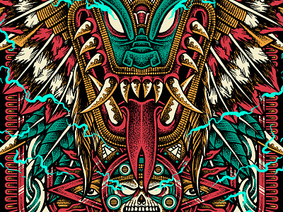 Quetzalcoatl artwork aztec bodilpunk clothing culture drawing illustration mayan merchandise mythical creature mythology pointillism quetzalcoatl tattoo traditional