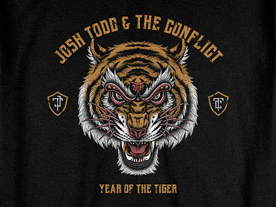 Year of the Tiger albumcover bandmerch bodilpunk clothing drawing illustration joshtodd rockband tattoo teedesign tiger