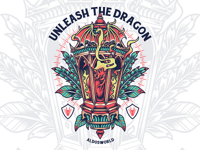 Unleash The Dragon bodilpunk dragon drawing heart illustration lantern merchandise tattoo teedesign tshirt