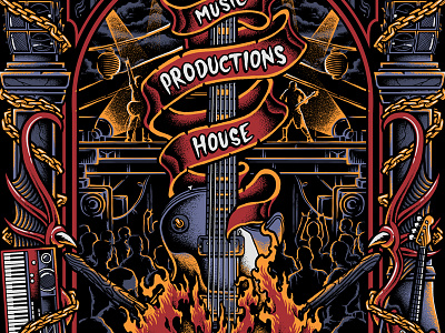 Rock On! bodilpunk concert drawing festival guitar illustration merchandise music pointillism t shirt teedesign