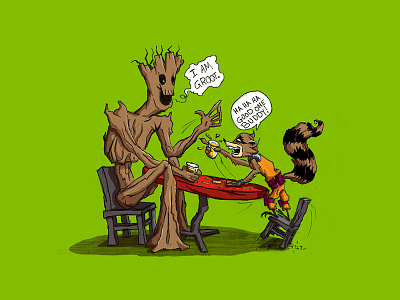 I am Groot color comics design draw drawing fun funny illustration plant raccoon tree