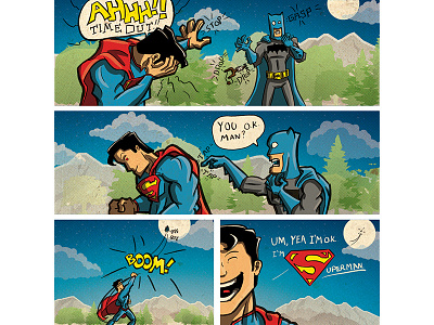 Batman vs Superman batman comic drawing fun funny illustration land moon sky superman