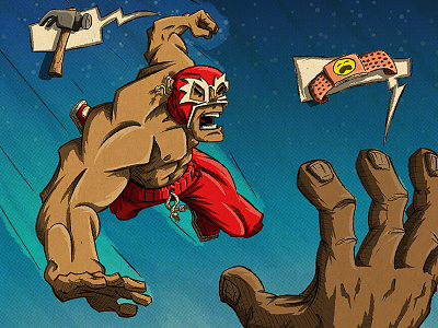 Drop the Hammer! design drawing face hands illustration luchador mask wrestling