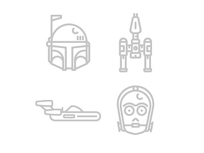 Star Wars + Icons = AWESOME boba fett c3p0 design icons speeder star wars y wing
