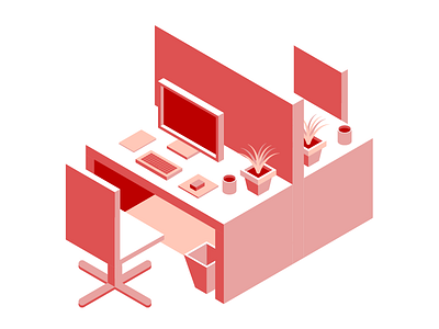 I So Metric computer design desk illustration isometric monitor office