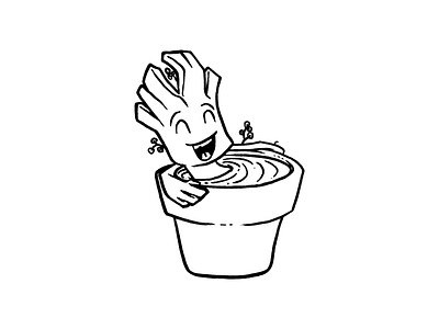30 Minute Challenge (Potted Plant) comics groot illustration ink marvel plant pot
