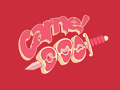Carne! brazil carne food icon logo meat sticker sword